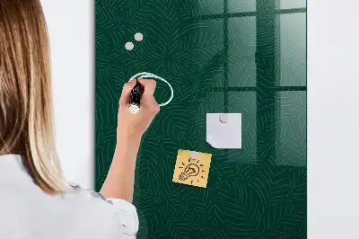 Pizarra blanca magnética con diseño de patrón de hojas lineales