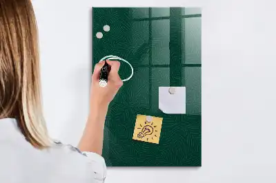 Pizarra blanca magnética con diseño de patrón de hojas lineales