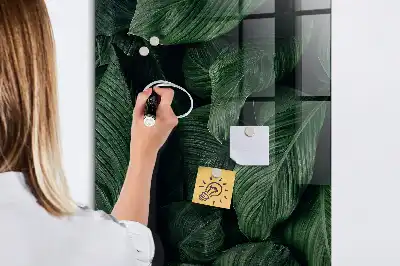 Pizarra blanca magnética diseño selva de hojas