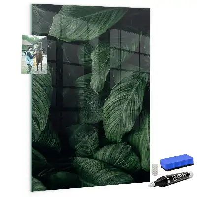 Pizarra blanca magnética diseño selva de hojas