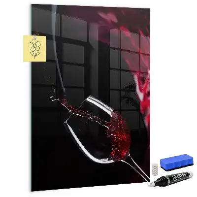 Pizarra blanca magnética vino derramado