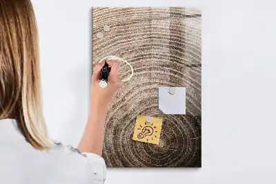 Pizarra magnética para escribir con diseño de anillos de crecimiento del árbol