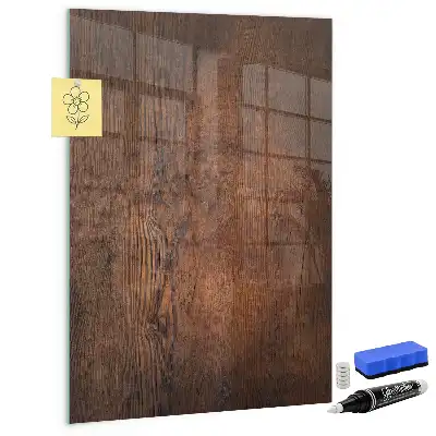 Pizarra blanca magnética con marco de madera oscura