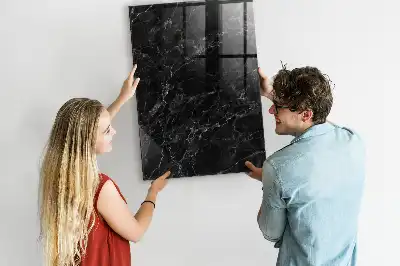 Pizarra blanca magnética de diseño mármol oscuro