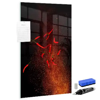 Pizarra blanca magnética chiles picantes