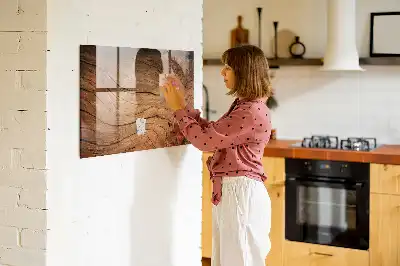 Pizarra magnética con rotulador de madera antigua