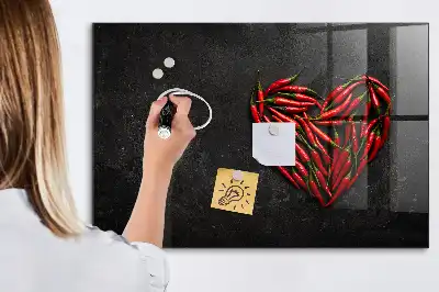 Pizarra magnética para dibujar diseño de corazón de pimientos