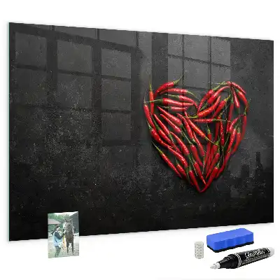 Pizarra magnética para dibujar diseño de corazón de pimientos