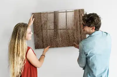 Pizarra magnética con rotulador en madera oscura