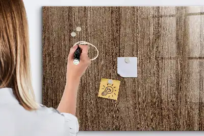 Pizarra magnética con rotulador en madera oscura