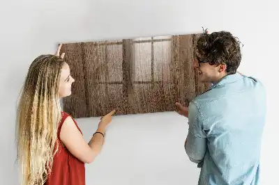 Pizarra magnética con rotulador en madera oscura