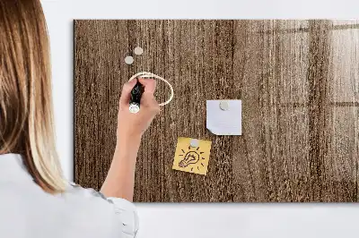 Pizarra magnética con rotulador en madera oscura