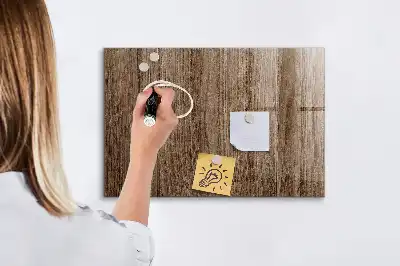 Pizarra magnética con rotulador en madera oscura