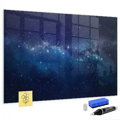 Pizarra magnética con rotulador diseño de cielo oscuro y estrellas