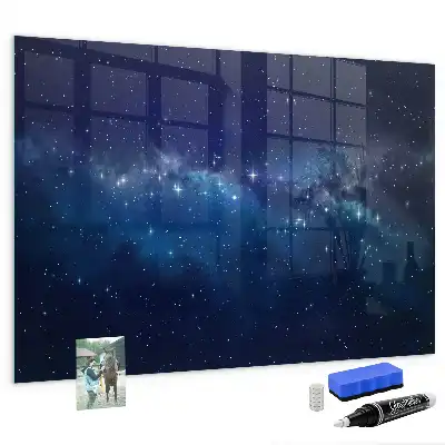 Pizarra magnética con rotulador diseño de cielo oscuro y estrellas