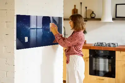Pizarra magnética con rotulador diseño de cielo oscuro y estrellas