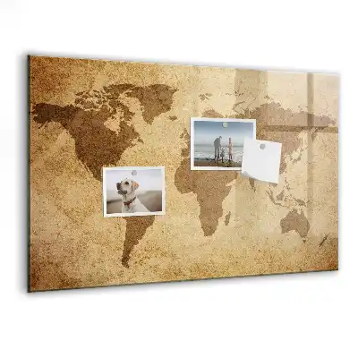 Mapa del mundo vintage con pizarra magnética y rotulador incluido