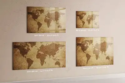 Mapa del mundo vintage con pizarra magnética y rotulador incluido