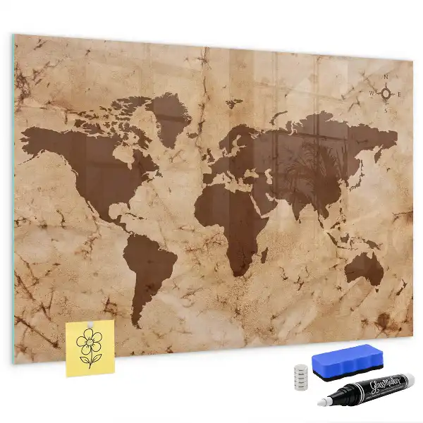 Mapa del mundo vintage pizarra magnética para dibujar