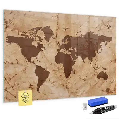 Mapa del mundo vintage pizarra magnética para dibujar