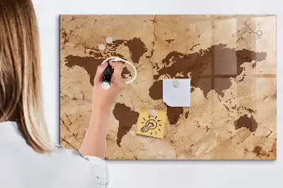 Mapa del mundo vintage pizarra magnética para dibujar