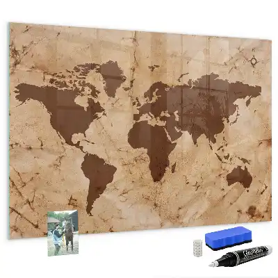 Mapa del mundo vintage pizarra magnética para dibujar