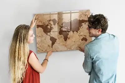 Mapa del mundo vintage pizarra magnética para dibujar