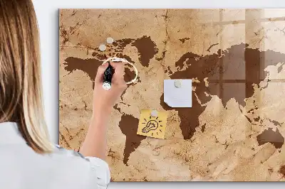 Mapa del mundo vintage pizarra magnética para dibujar
