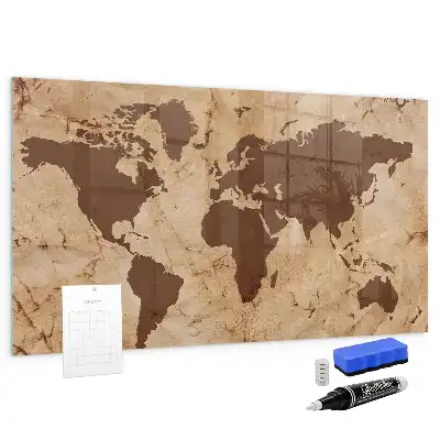 Mapa del mundo vintage pizarra magnética para dibujar