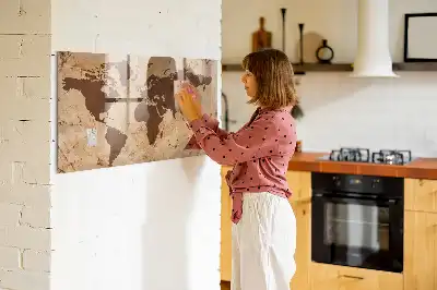 Mapa del mundo vintage pizarra magnética para dibujar