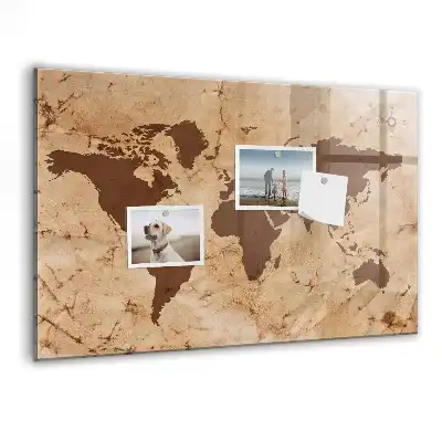 Mapa del mundo vintage pizarra magnética para dibujar
