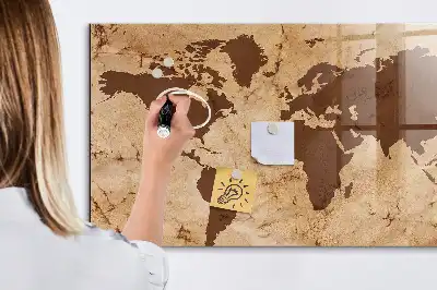 Mapa del mundo vintage pizarra magnética para dibujar