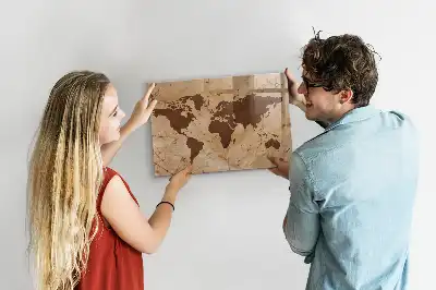 Mapa del mundo vintage pizarra magnética para dibujar