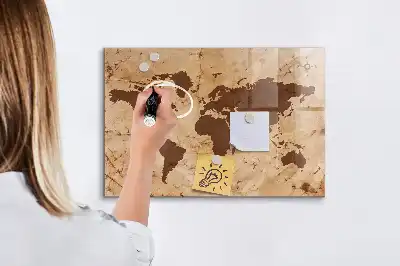 Mapa del mundo vintage pizarra magnética para dibujar