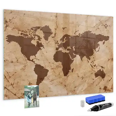 Mapa del mundo vintage pizarra magnética para dibujar