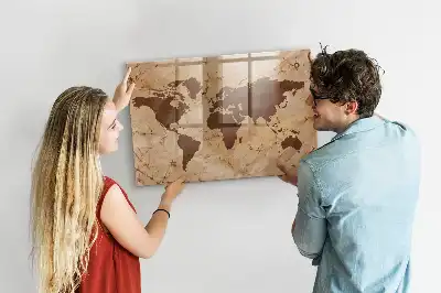 Mapa del mundo vintage pizarra magnética para dibujar