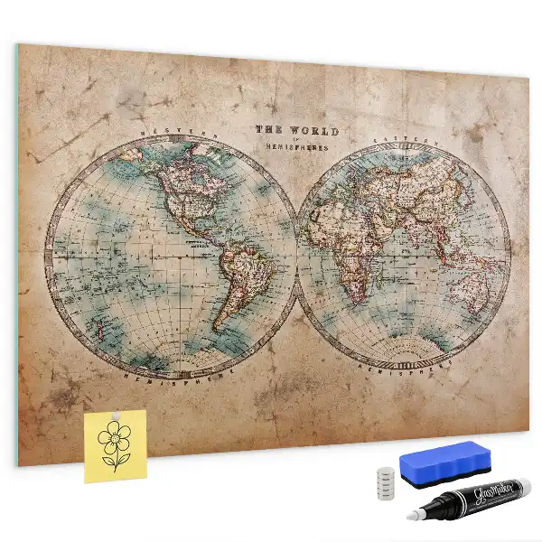 Mapa del globo terráqueo con pizarra magnética y rotulador