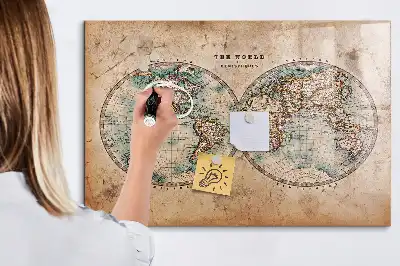 Mapa del globo terráqueo con pizarra magnética y rotulador