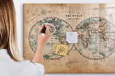Mapa del globo terráqueo con pizarra magnética y rotulador