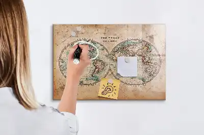 Mapa del globo terráqueo con pizarra magnética y rotulador