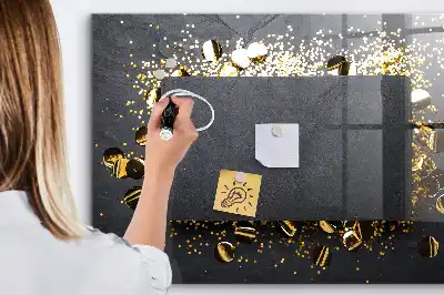 Pizarra magnética con rotulador y confeti dorado