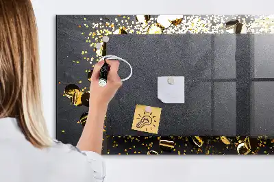 Pizarra magnética con rotulador y confeti dorado