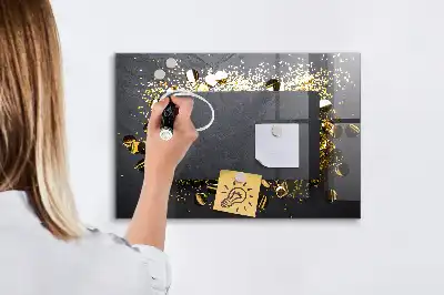 Pizarra magnética con rotulador y confeti dorado