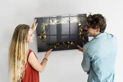 Pizarra magnética con rotulador y confeti dorado