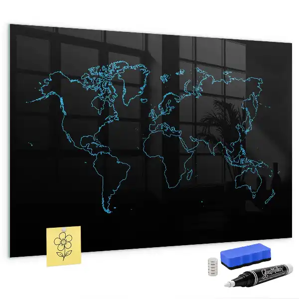 Pizarra magnética para dibujar diseño de contornos del mapa del mundo