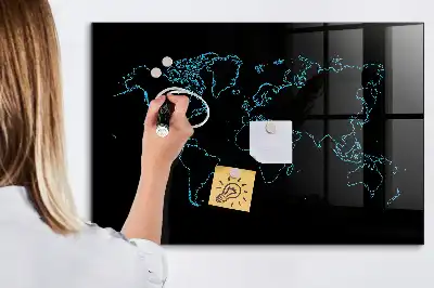 Pizarra magnética para dibujar diseño de contornos del mapa del mundo