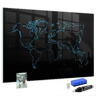 Pizarra magnética para dibujar diseño de contornos del mapa del mundo