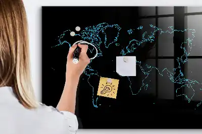 Pizarra magnética para dibujar diseño de contornos del mapa del mundo