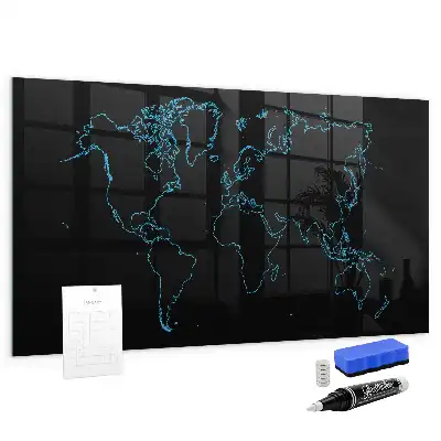 Pizarra magnética para dibujar diseño de contornos del mapa del mundo