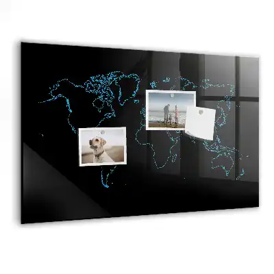 Pizarra magnética para dibujar diseño de contornos del mapa del mundo